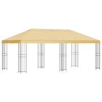 Produktbild för Paviljong med väggar 6 x 3 m Gräddvit Polyester och Stål 190