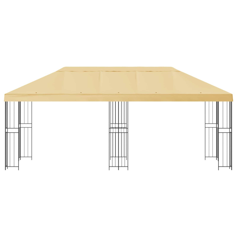 Produktbild för Paviljong med väggar 6 x 3 m Gräddvit Polyester och Stål 190
