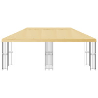 Produktbild för Paviljong med väggar 6 x 3 m Gräddvit Polyester och Stål 190