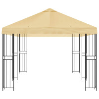 Produktbild för Paviljong med väggar 6 x 3 m Gräddvit Polyester och Stål 190