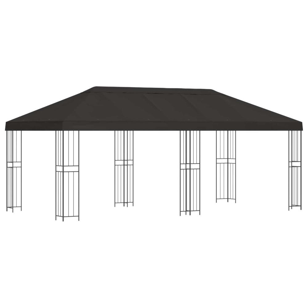 Produktbild för Paviljong med väggar 6 x 3 m Antracit Polyester och Stål 190