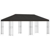 Produktbild för Paviljong med väggar 6 x 3 m Antracit Polyester och Stål 190