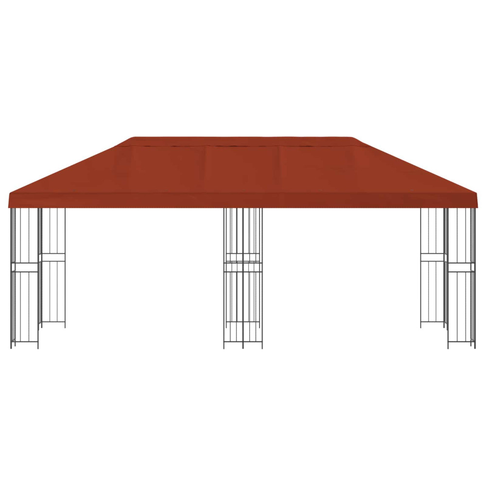 Produktbild för Paviljong med väggar 6 x 3 m Terracotta Polyester och Stål 190