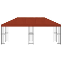 Produktbild för Paviljong med väggar 6 x 3 m Terracotta Polyester och Stål 190