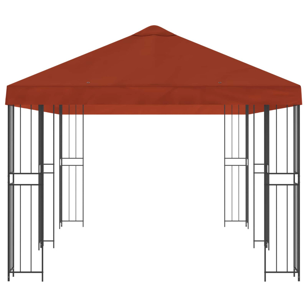 Produktbild för Paviljong med väggar 6 x 3 m Terracotta Polyester och Stål 190