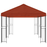 Produktbild för Paviljong med väggar 6 x 3 m Terracotta Polyester och Stål 190