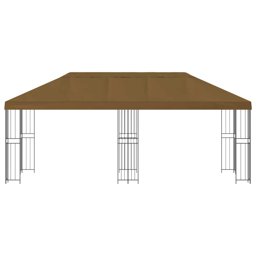 Produktbild för Paviljong med väggar 6 x 3 m Taupe Polyester och Stål 190