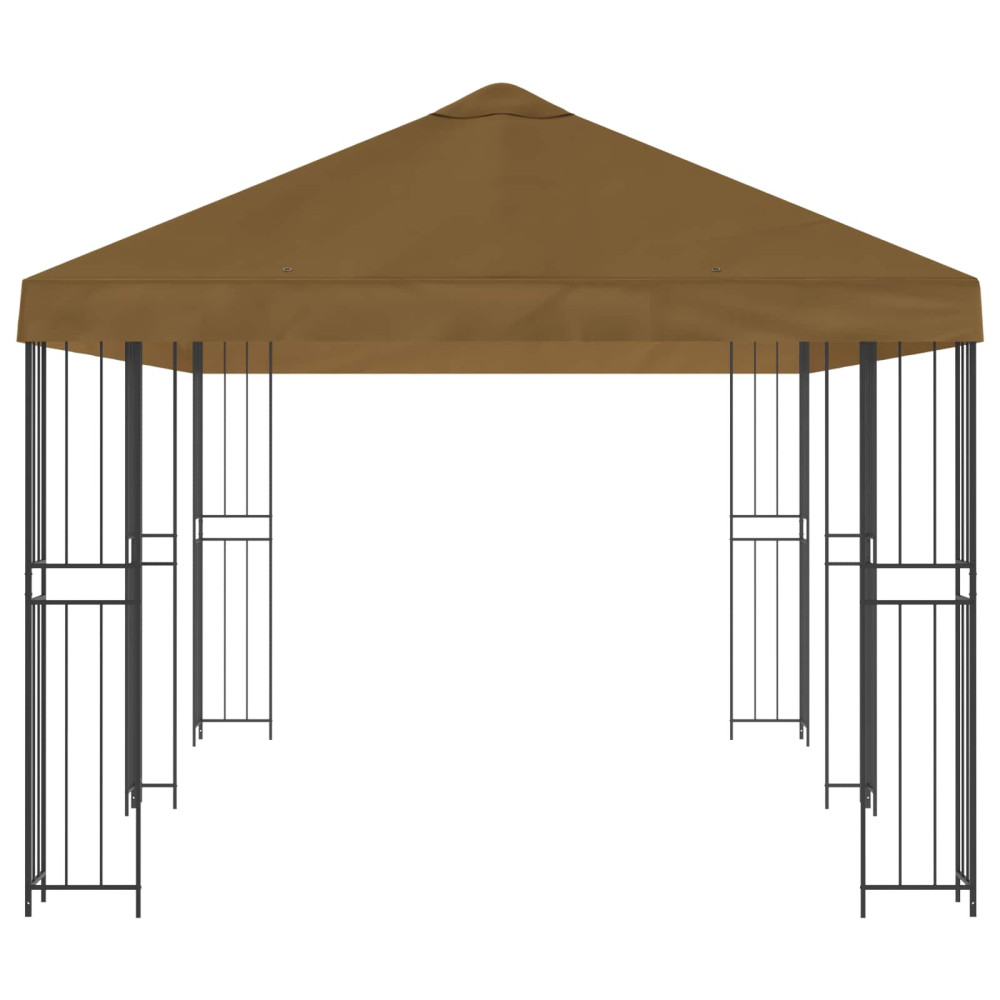 Produktbild för Paviljong med väggar 6 x 3 m Taupe Polyester och Stål 190