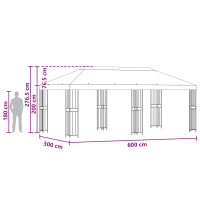 Produktbild för Paviljong med väggar 6 x 3 m Blå Polyester och Stål 190