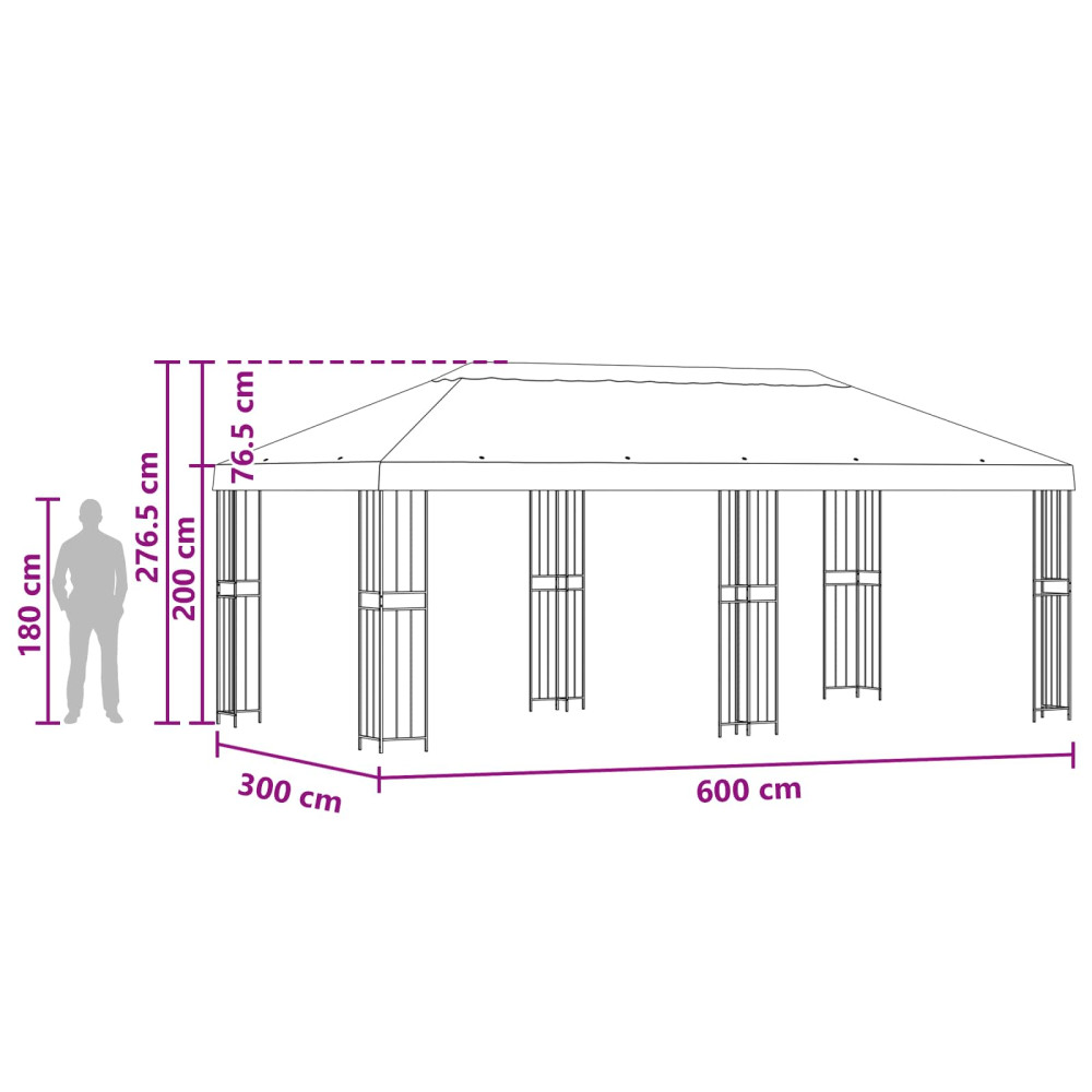 Produktbild för Paviljong med väggar 6 x 3 m Orange Polyester och Stål 190
