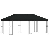 Produktbild för Paviljong med väggar 6 x 3 m Svart Polyester och Stål 190