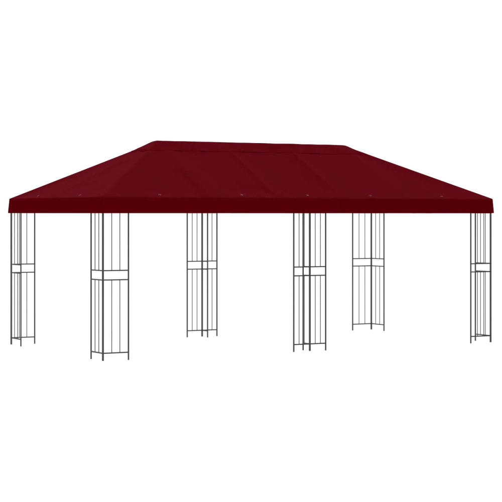 Produktbild för Paviljong med väggar 6 x 3 m Vinröd Polyester och Stål 190