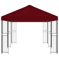 Produktbild för Paviljong med väggar 6 x 3 m Vinröd Polyester och Stål 190