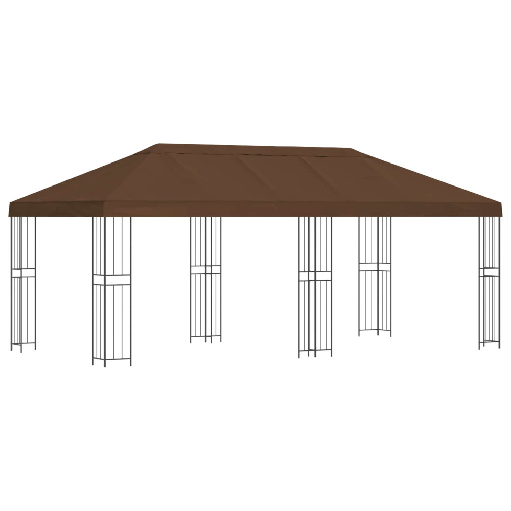 Produktbild för Paviljong med väggar 6 x 3 m Brun Polyester och Stål 190
