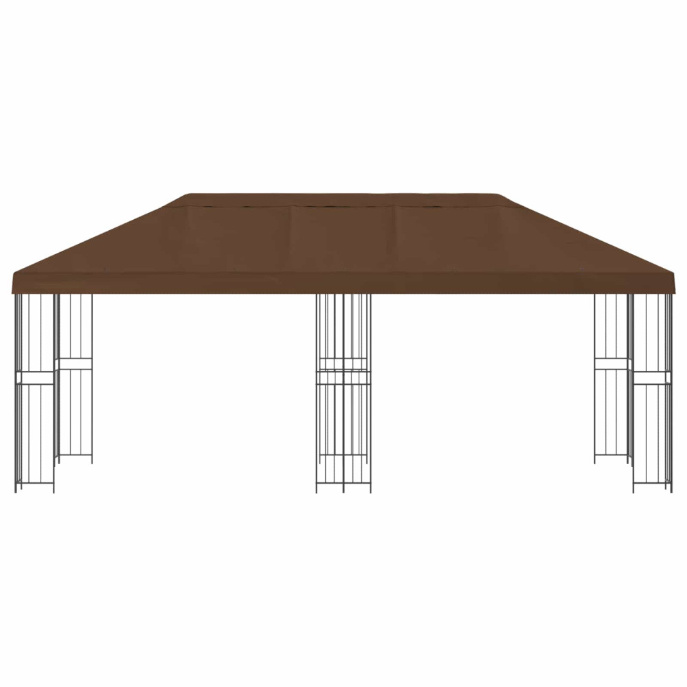 Produktbild för Paviljong med väggar 6 x 3 m Brun Polyester och Stål 190