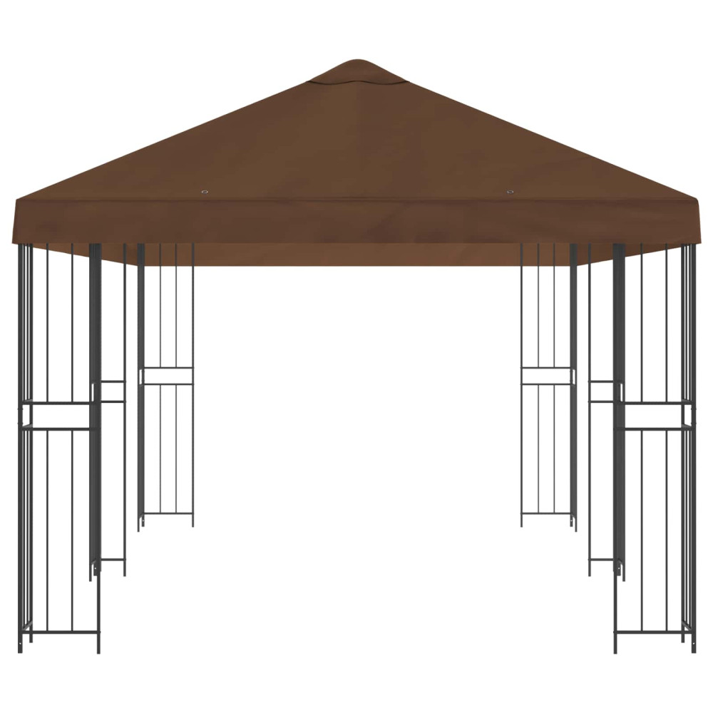 Produktbild för Paviljong med väggar 6 x 3 m Brun Polyester och Stål 190