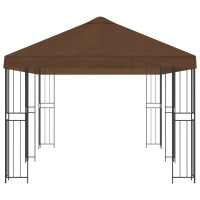 Produktbild för Paviljong med väggar 6 x 3 m Brun Polyester och Stål 190