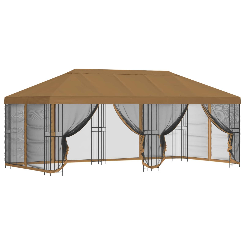 Produktbild för Paviljong med väggar 6 x 3 m Beige Polyester och Stål 190