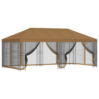 Produktbild för Paviljong med väggar 6 x 3 m Beige Polyester och Stål 190
