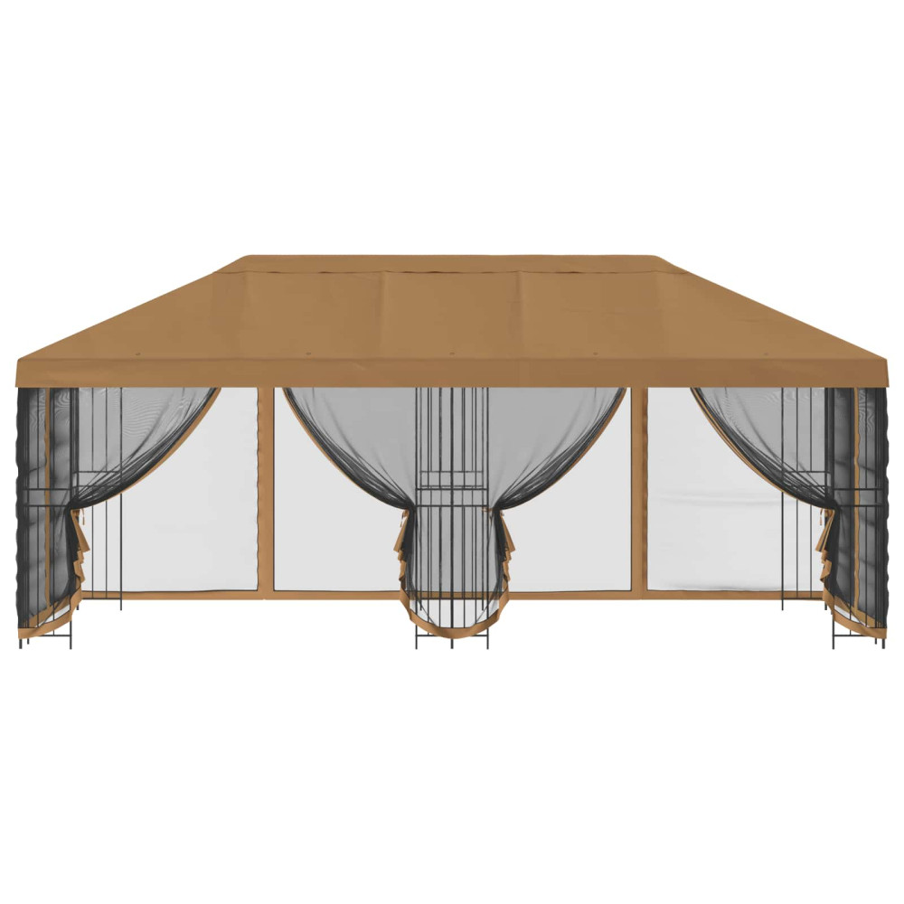 Produktbild för Paviljong med väggar 6 x 3 m Beige Polyester och Stål 190
