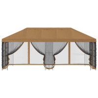 Produktbild för Paviljong med väggar 6 x 3 m Beige Polyester och Stål 190