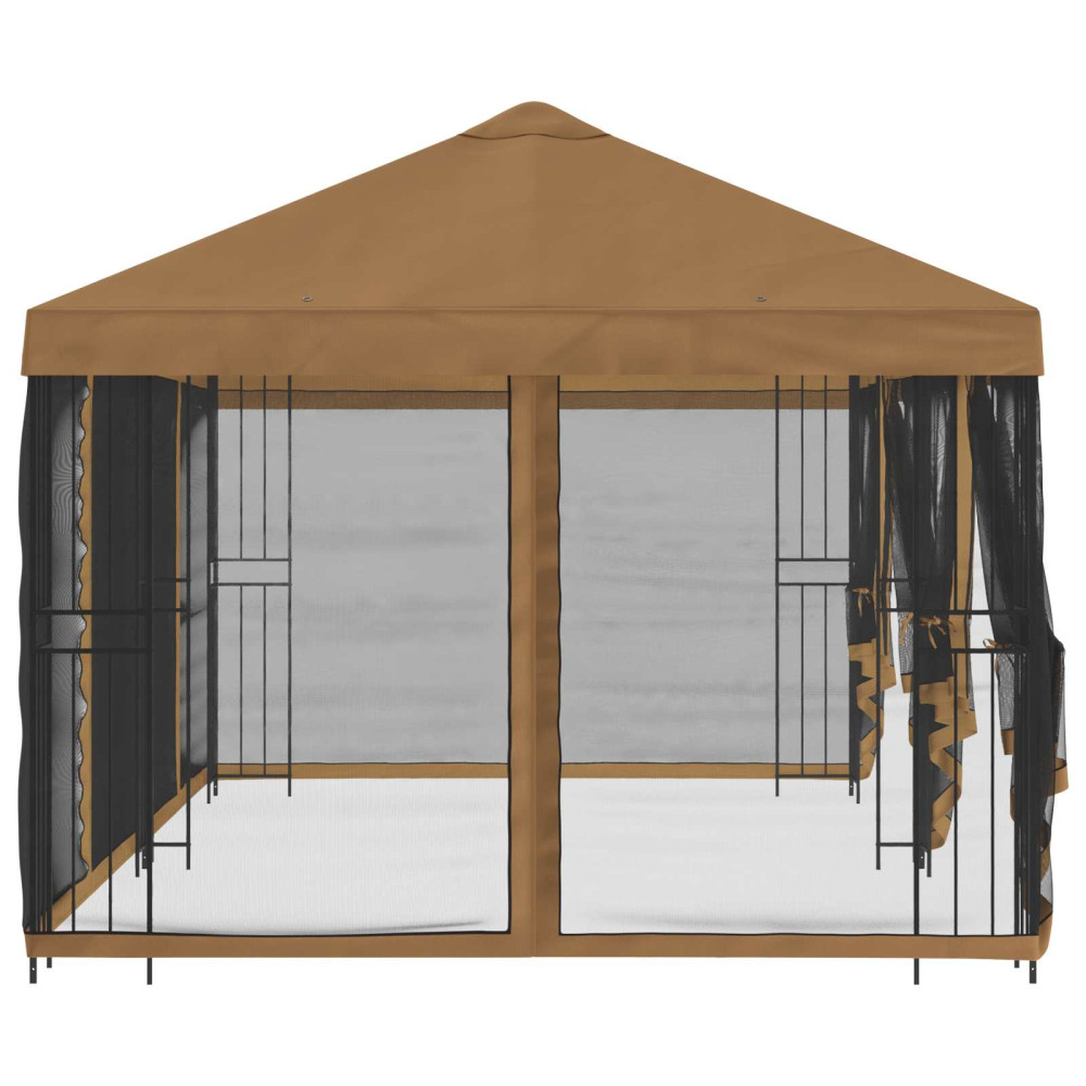 Produktbild för Paviljong med väggar 6 x 3 m Beige Polyester och Stål 190