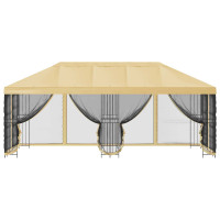 Produktbild för Paviljong med väggar 6 x 3 m Gräddvit Polyester och Stål 190