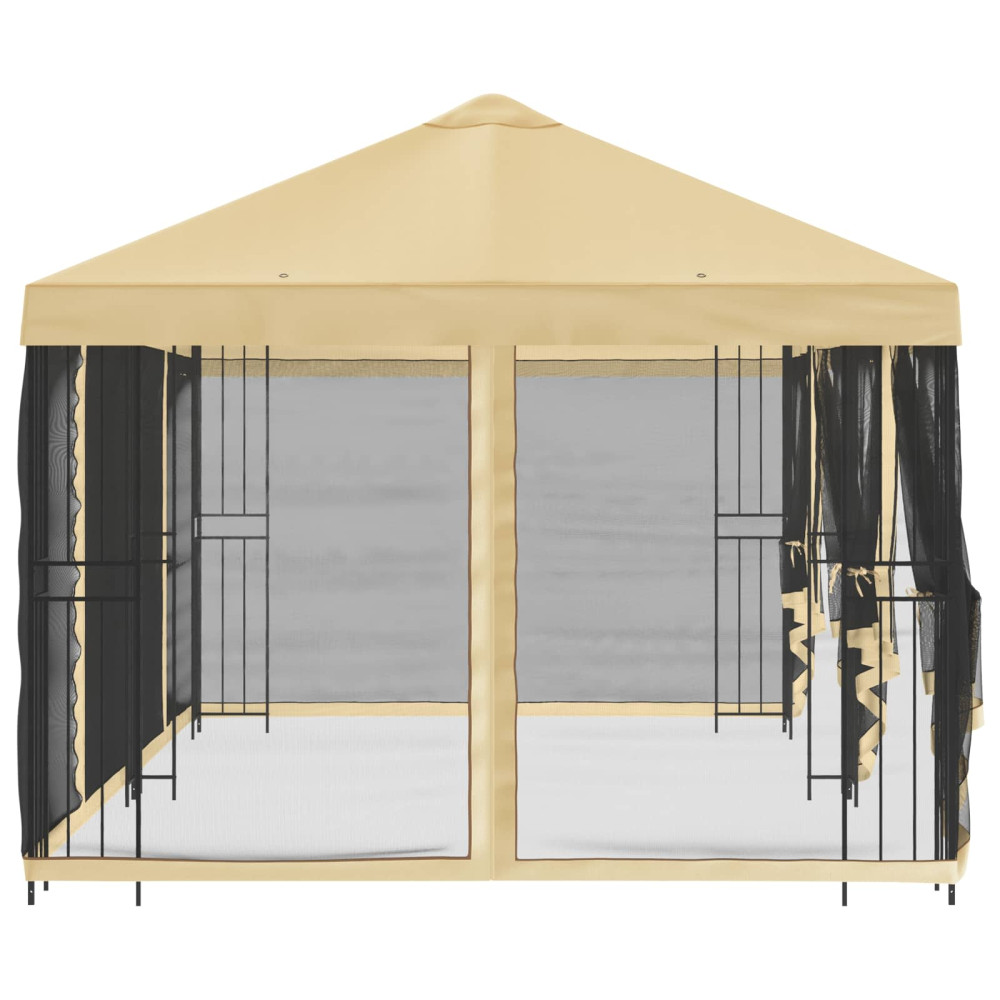 Produktbild för Paviljong med väggar 6 x 3 m Gräddvit Polyester och Stål 190