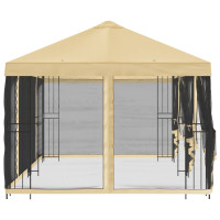 Produktbild för Paviljong med väggar 6 x 3 m Gräddvit Polyester och Stål 190