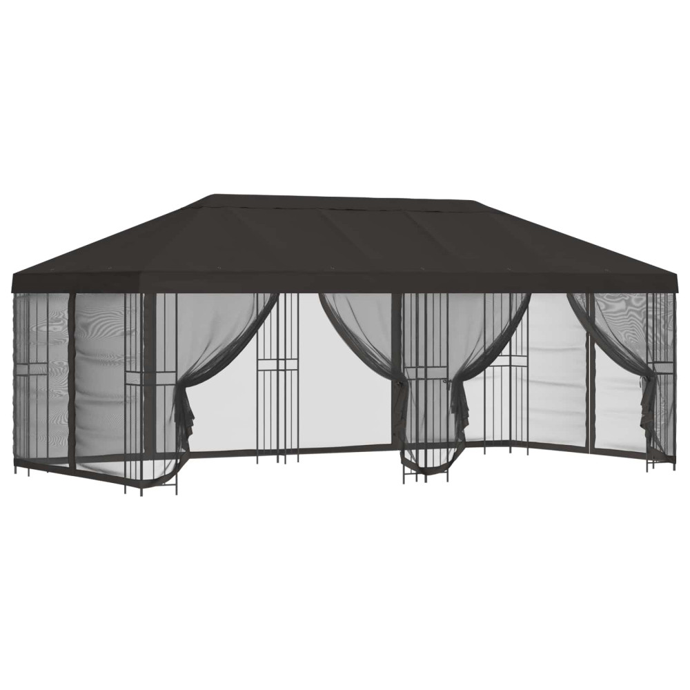 Produktbild för Paviljong med väggar 6 x 3 m Antracit Polyester och Stål 190