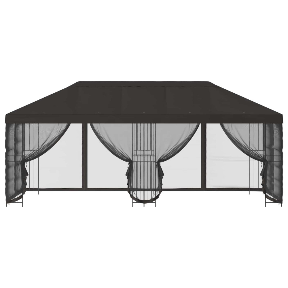 Produktbild för Paviljong med väggar 6 x 3 m Antracit Polyester och Stål 190