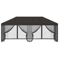 Produktbild för Paviljong med väggar 6 x 3 m Antracit Polyester och Stål 190