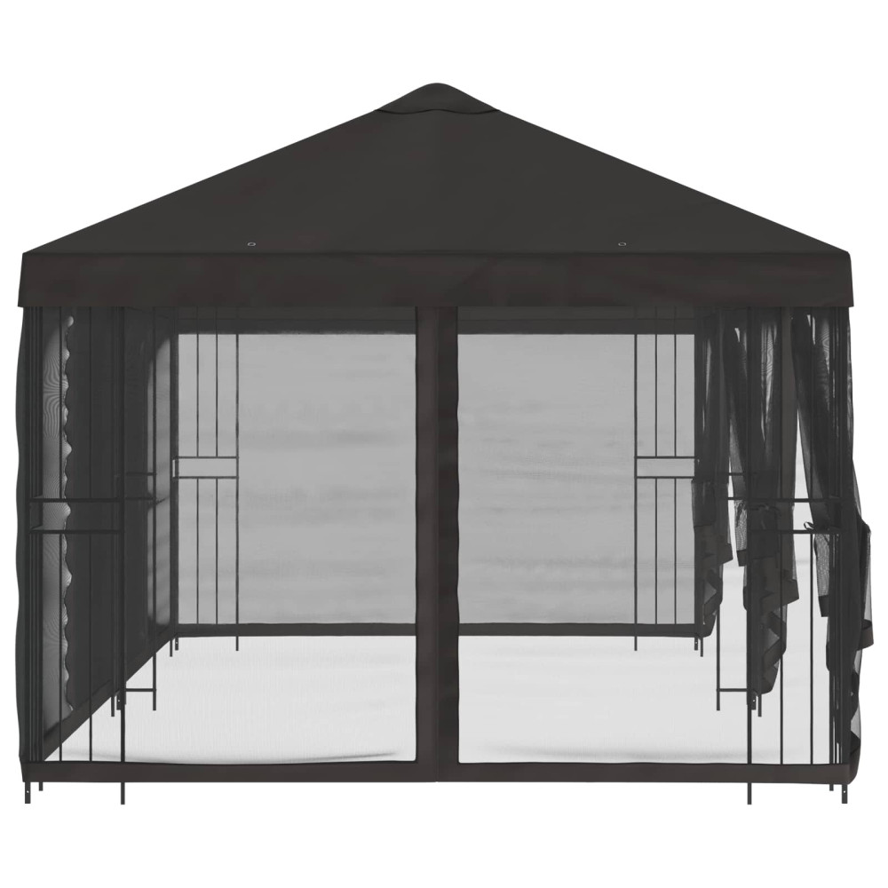 Produktbild för Paviljong med väggar 6 x 3 m Antracit Polyester och Stål 190