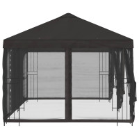 Produktbild för Paviljong med väggar 6 x 3 m Antracit Polyester och Stål 190