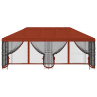 Produktbild för Paviljong med väggar 6 x 3 m Terracotta Polyester och Stål 190