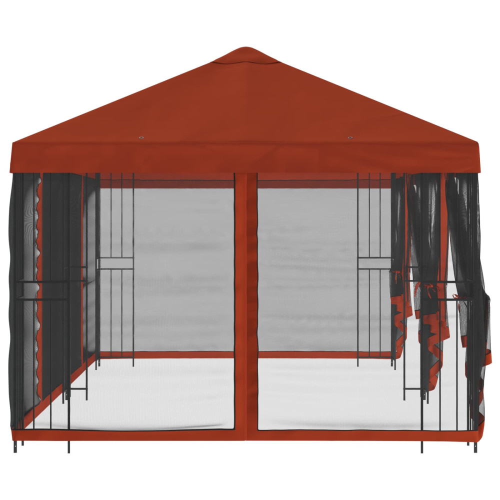 Produktbild för Paviljong med väggar 6 x 3 m Terracotta Polyester och Stål 190