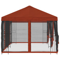 Produktbild för Paviljong med väggar 6 x 3 m Terracotta Polyester och Stål 190