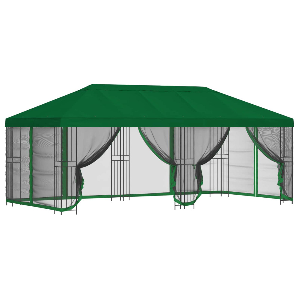 Produktbild för Paviljong med väggar 6 x 3 m Grön Polyester och Stål 190