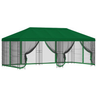 Produktbild för Paviljong med väggar 6 x 3 m Grön Polyester och Stål 190