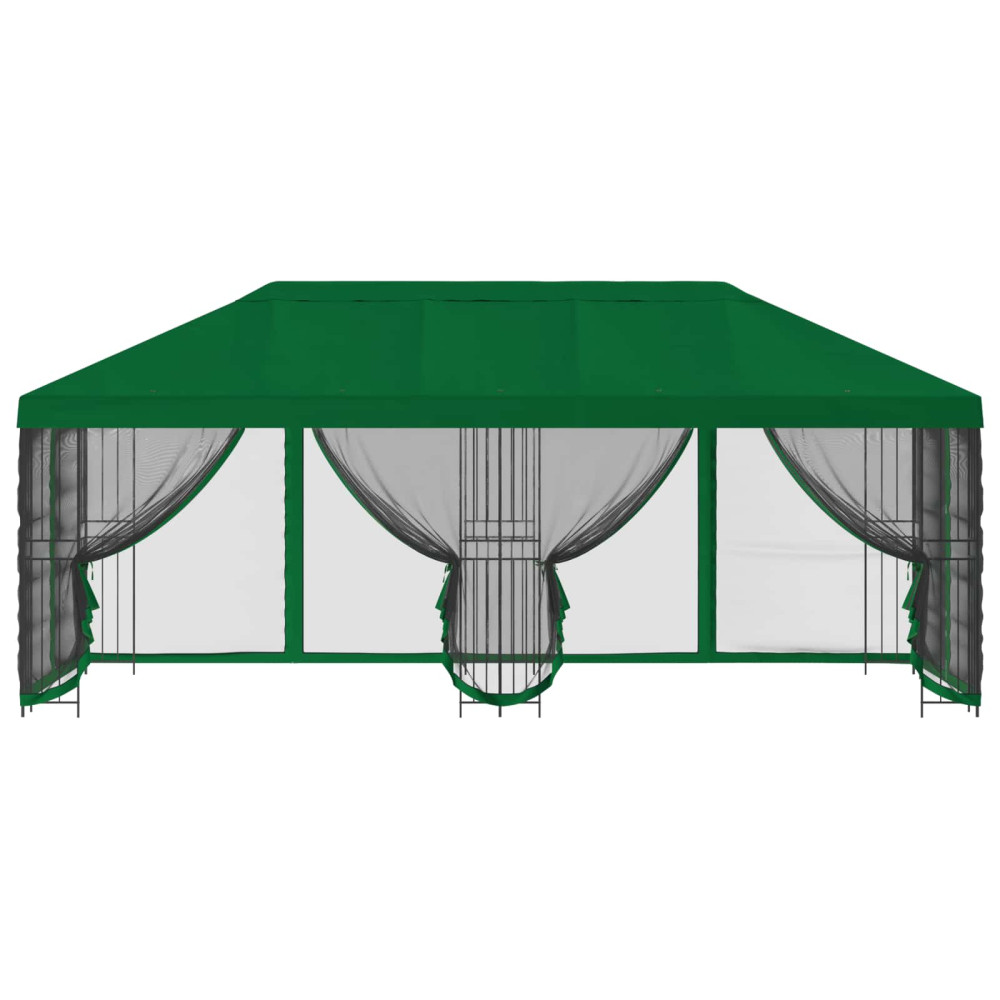 Produktbild för Paviljong med väggar 6 x 3 m Grön Polyester och Stål 190