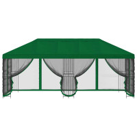 Produktbild för Paviljong med väggar 6 x 3 m Grön Polyester och Stål 190