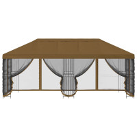 Produktbild för Paviljong med väggar 6 x 3 m Taupe Polyester och Stål 190