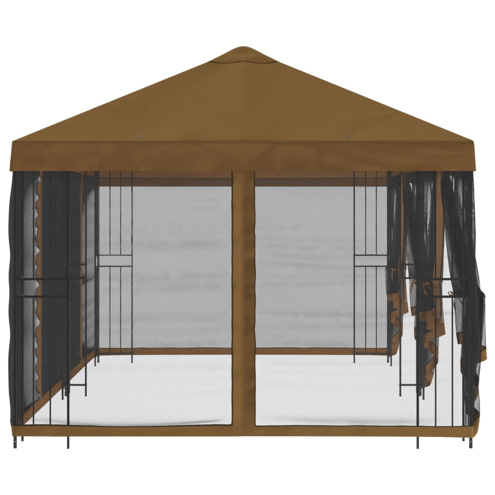 Produktbild för Paviljong med väggar 6 x 3 m Taupe Polyester och Stål 190
