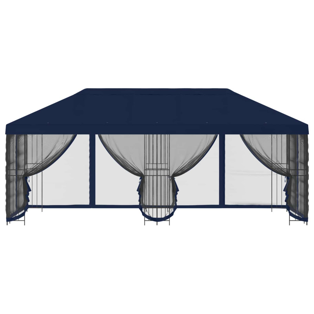 Produktbild för Paviljong med väggar 6 x 3 m Blå Polyester och Stål 190