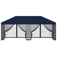 Produktbild för Paviljong med väggar 6 x 3 m Blå Polyester och Stål 190