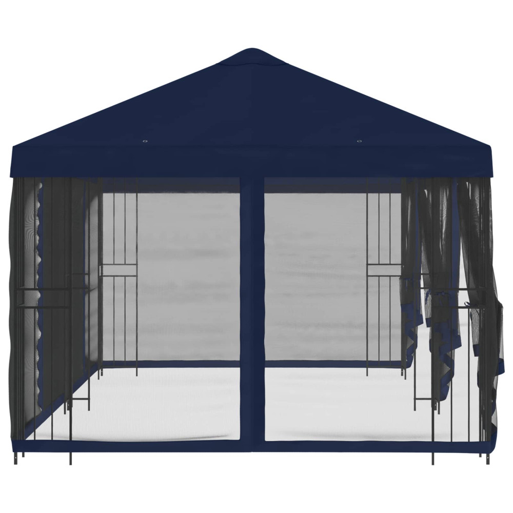 Produktbild för Paviljong med väggar 6 x 3 m Blå Polyester och Stål 190