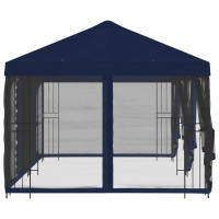 Produktbild för Paviljong med väggar 6 x 3 m Blå Polyester och Stål 190