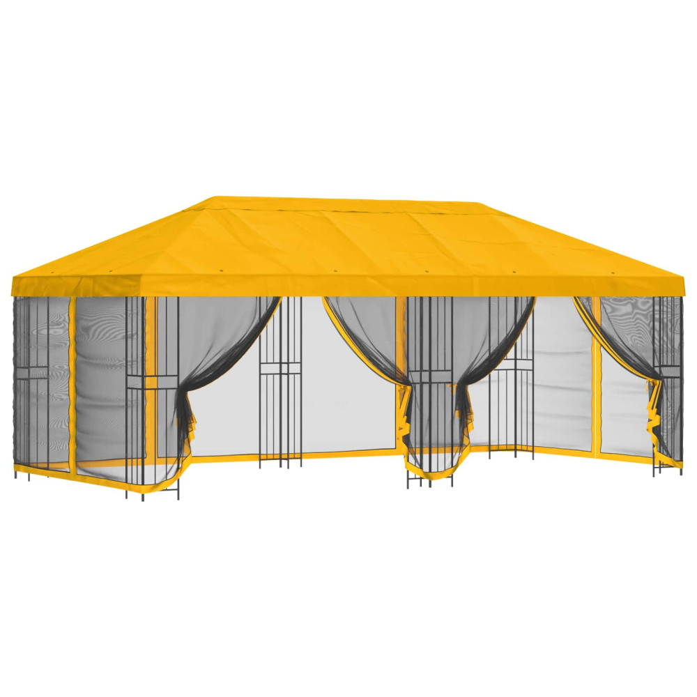 Produktbild för Paviljong med väggar 6 x 3 m Gul Polyester och Stål 190