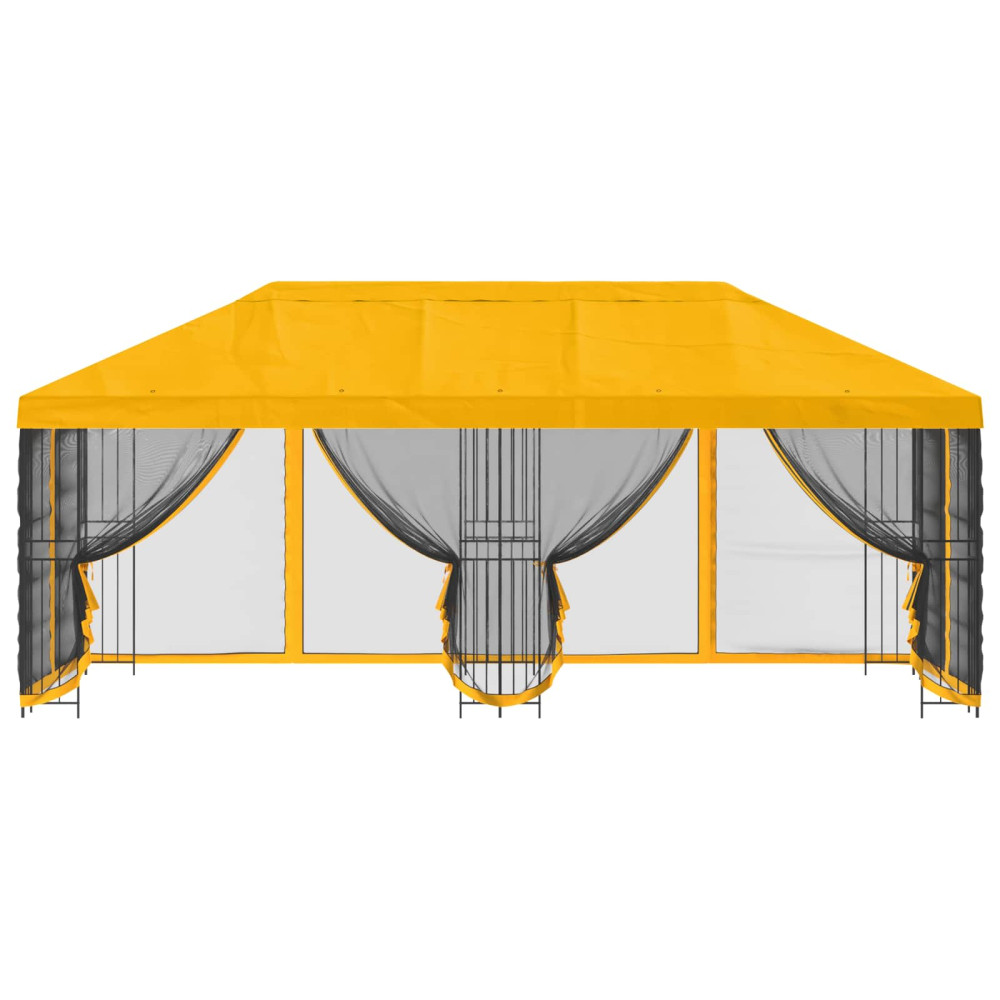 Produktbild för Paviljong med väggar 6 x 3 m Gul Polyester och Stål 190