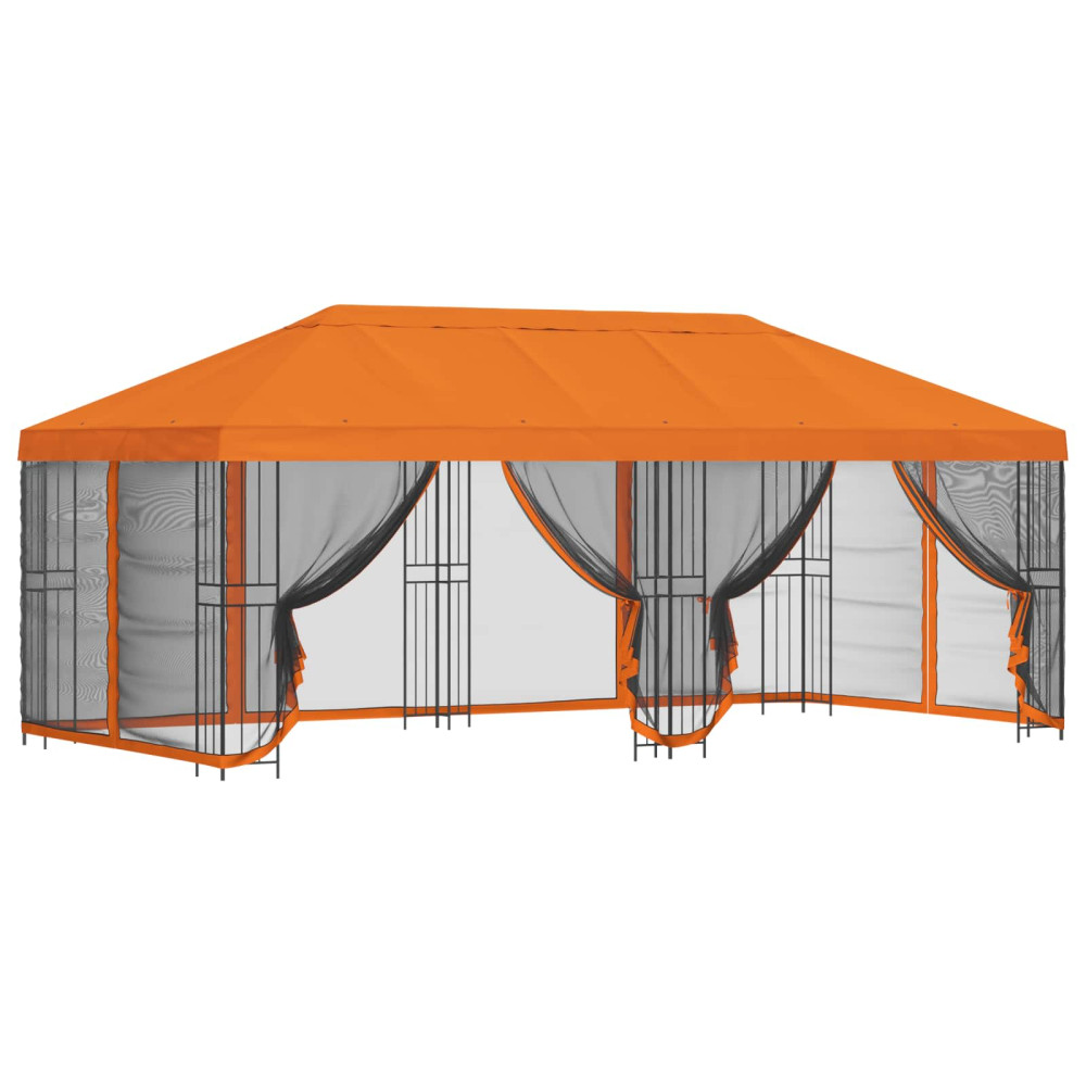 Produktbild för Paviljong med väggar 6 x 3 m Orange Polyester och Stål 190